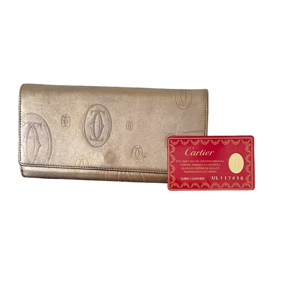 Cartier metallic happy birthday monogram leather long wallet with card - Picture 2 of 12